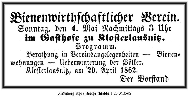 1862-04-25 Kl Bienenverein